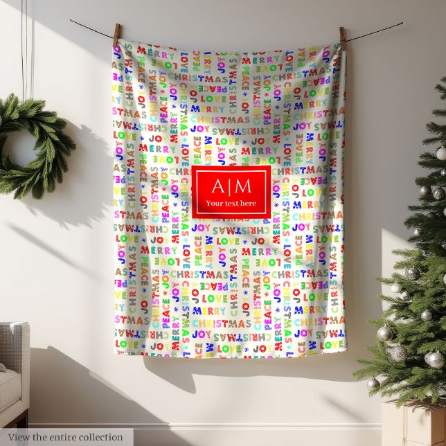 Funny bunt Weihnachtscreme Weihnachtsdecke Fleecedecke (Funny colorful Christmas lettering holiday blanket)