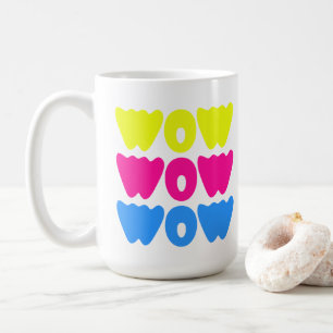 Funny bunt WOW Sprichwort Simple Pink Blue Gelb Kaffeetasse