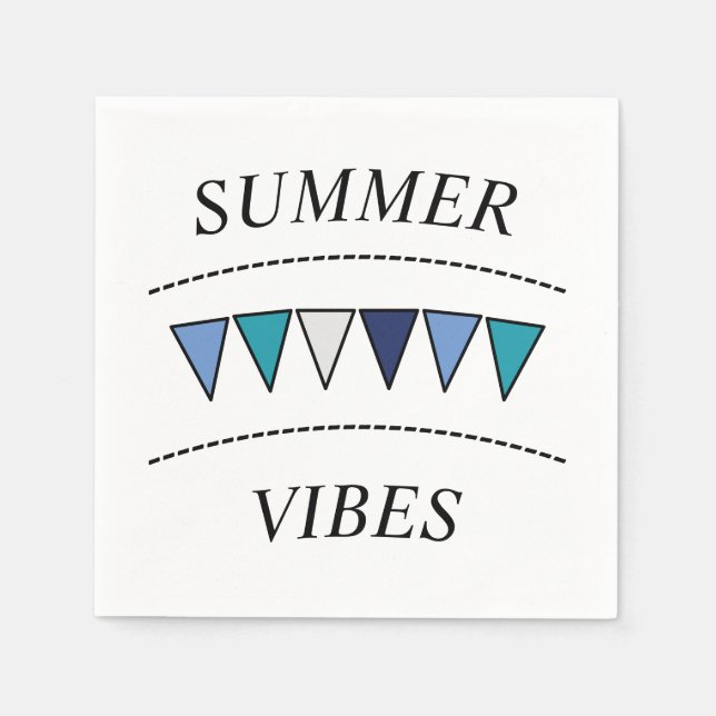 Funny Bunting Summer Vibes Square Sticker Serviette (Vorderseite)