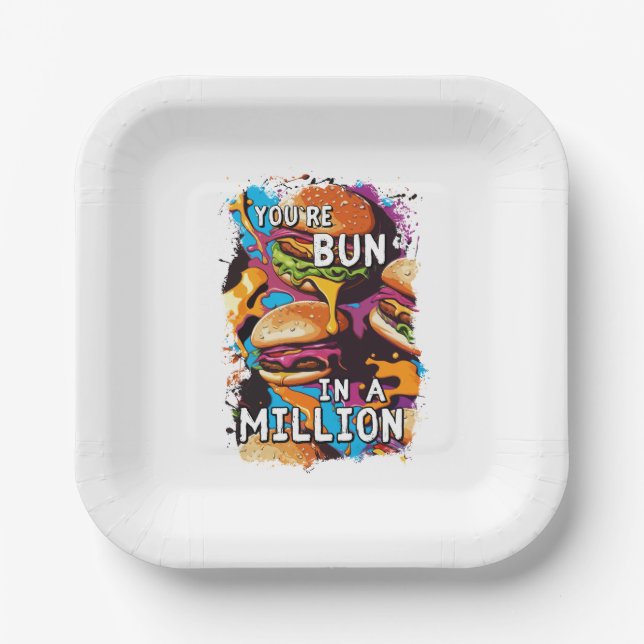 Funny BURGER Bun in a Million Puff für Food Lovers Pappteller (Vorderseite)
