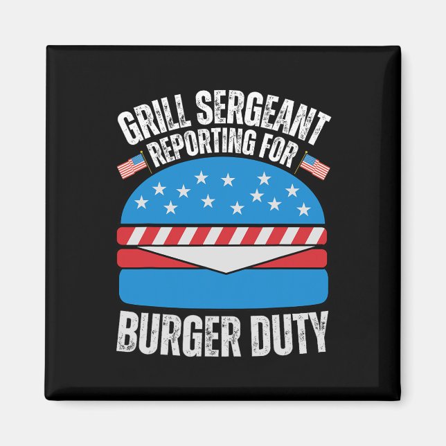 Funny Burger liebt die amerikanische Flagge Happy  Magnet (Vorne)