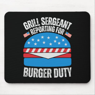 Funny Burger liebt die amerikanische Flagge Happy Mousepad