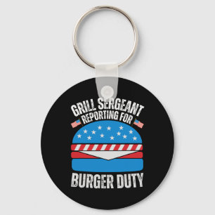 Funny Burger liebt die amerikanische Flagge Happy  Schlüsselanhänger