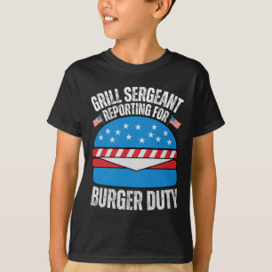 Funny Burger liebt die amerikanische Flagge Happy T-Shirt