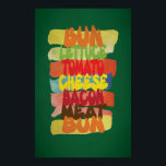 Funny Burger Typografy Art Poster<br><div class="desc">"Funny Burger Typografy Art". Funny Burger Typografy Art Bitte verlass deine Kommentare und deine Rezension! Ihr Feedback ist wichtig!</div>