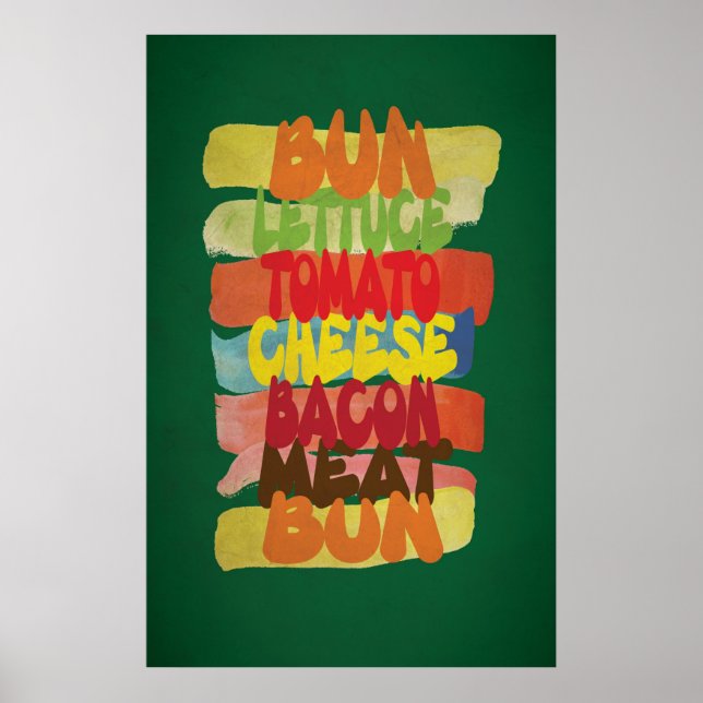 Funny Burger Typografy Art Poster (Vorne)