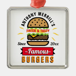 Funny Burgers Individuelle Name Ornament Aus Metall