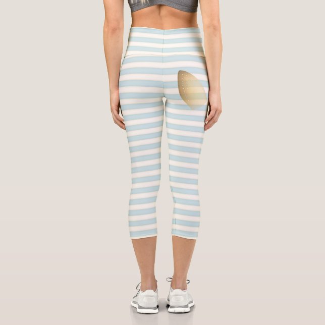 Funny Burned Ironing Cute Baby Blue Stripes Capri Leggings (Rückseite)