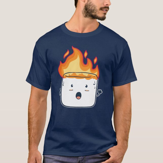 Funny Burning Marshmallow Camping Campers Gift fri T-Shirt (Vorderseite)