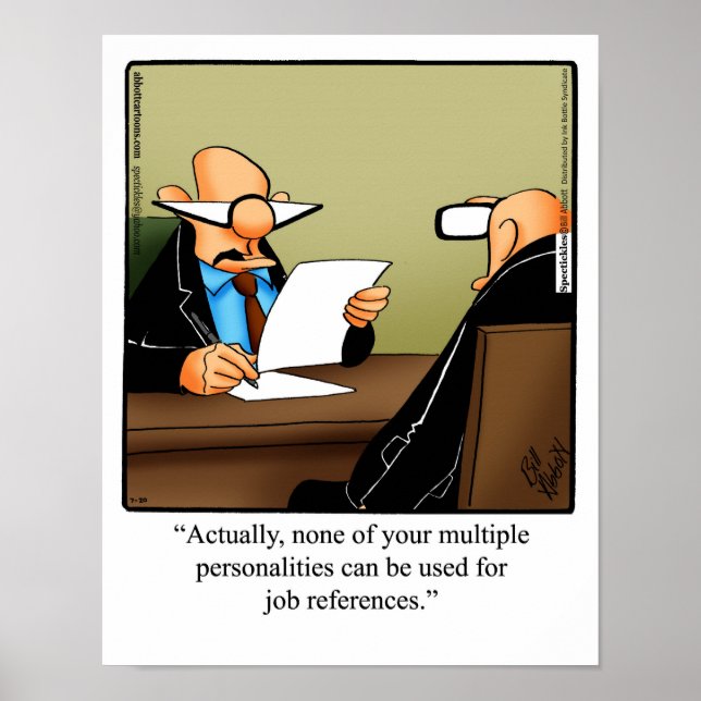 Funny Büro Humor Poster "Job References" (Vorne)