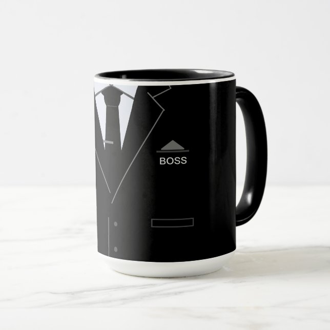 Funny Business Boss Tasse mit Black Anzug und Kraw (VorderseiteRechts)