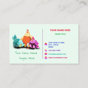 Funny Business Card mit Happy Chickens Farm Visitenkarte