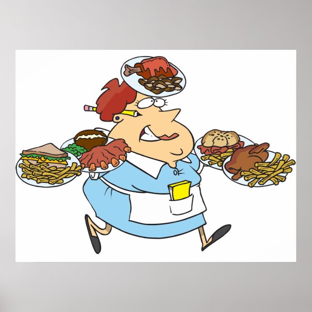 Funny Busy Waitress Overworked Server Poster (Vorne)