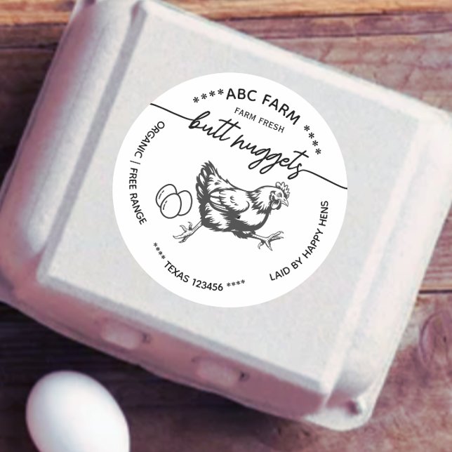 Funny Butt nuggets egg carton label Runder Aufkleber (Von Creator hochgeladen)