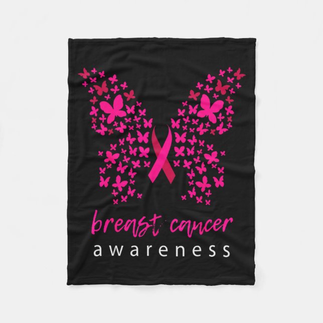 Funny Butterfly Breast Cancer Awareness Ribbon  Fleecedecke (Vorderseite)