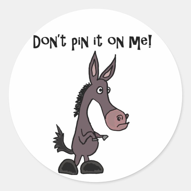Funny Button es nicht auf Me Donkey Cartoon Runder Aufkleber (Vorderseite)
