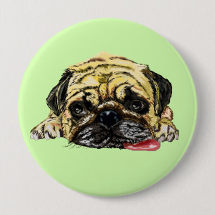 Funny Button mit Mops Dog - Benutzerdefinierte Far