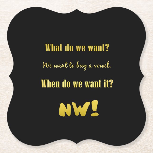 Funny Buy a Vowel — Now! Untersetzer (Vorderseite)