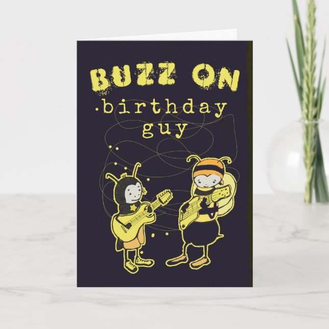 Funny Buzz auf Rock Alberner Geburtstag Spaß Black Karte (Vorderseite)