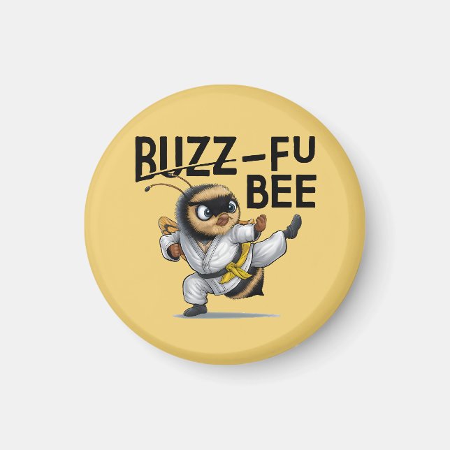 Funny Buzz-Fu Bee Martial Arts Magnet (Vorne)