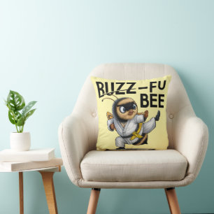 Funny Buzz-Fu Bee Martial Arts Throw Kissen