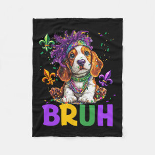 Funny Bybet Hound Dog Bruh Meme für Mardi Gras Cos Fleecedecke