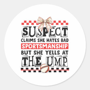 Funny Bysebyll Mama Verdacht Yells bei Ump Sports Runder Aufkleber