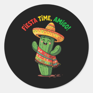 Funny Cactus Cinco De Mayo Boys Kids Men Mexican Runder Aufkleber