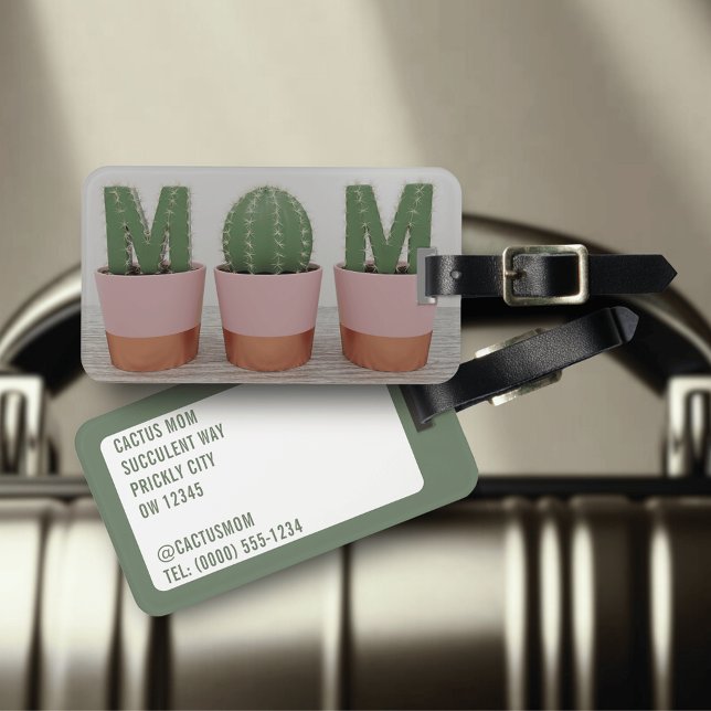 Funny Cactus Mama Pflanze Lover Gepäckanhänger (Cactus Mom Luggage Tags. Perfect gift for the plant loving mom in your life. Just add her details)