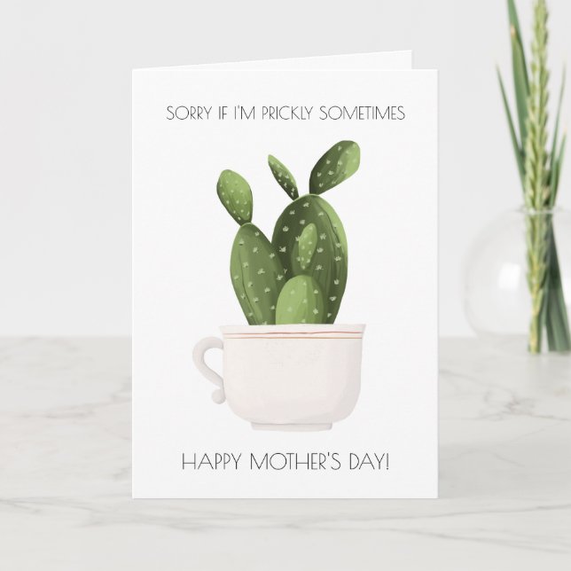 Funny Cactus Mother's Day Card Karte (Vorderseite)