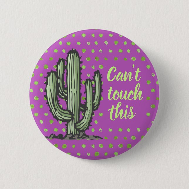 Funny Cactus Pflanze Handgezeichnete Illustration  Button (Vorderseite)