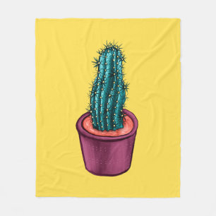 Funny Cactus Pot Yellow Weird Trippy Psychedelic Fleecedecke