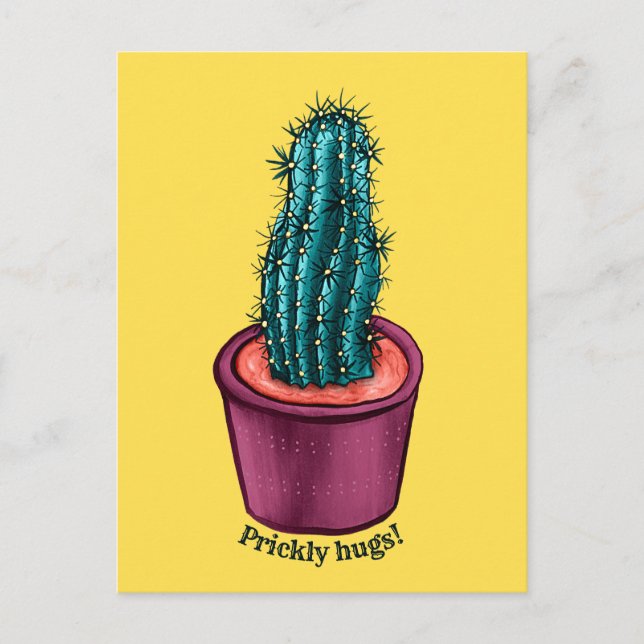 Funny Cactus Psychedelic Potted Sukkulent Pflanze Postkarte (Vorderseite)