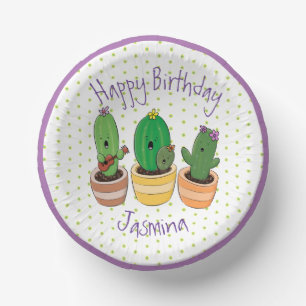 Funny Cactus trio Cartoon Illustration Pappteller