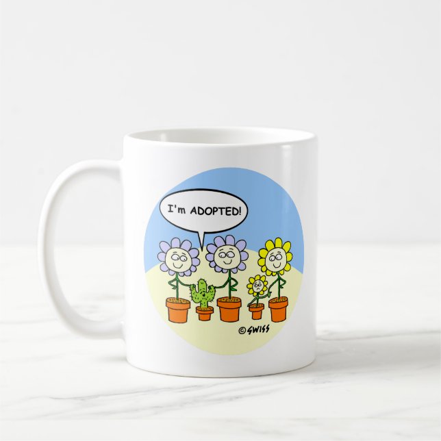 Funny Cactus und Blume Niedlicher Cartoon Südweste Tasse (Links)