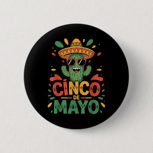 Funny Cactus und Sombrero Cinco de Mayo Cactus Som Button