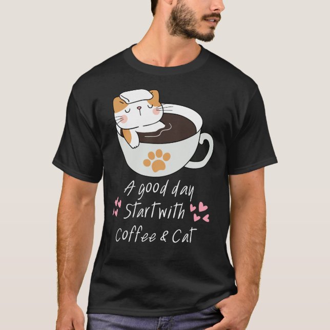 Funny Caffee Inside Coffee Tasse Chat Lover T-Shirt (Vorderseite)