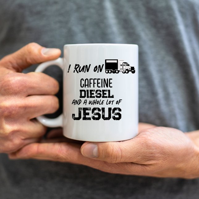 FUNNY Caffein Diesel und Jesus Grunge Trucker Kaffeetasse (Von Creator hochgeladen)