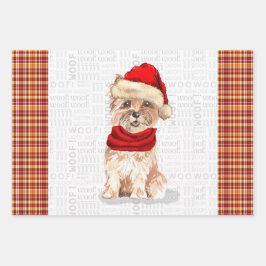 Funny Cairn Weihnachtshund und Urlaub Kariert Geschenkpapier Set