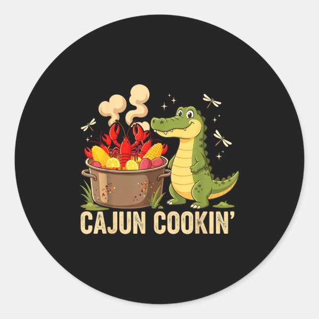 Funny Cajun Louisiana Boil Alligator Crawfish Mard Runder Aufkleber (Vorderseite)