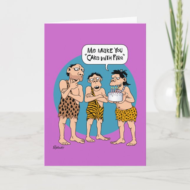 Funny "Cake with Fire" Geburtskarte Karte (Vorderseite)