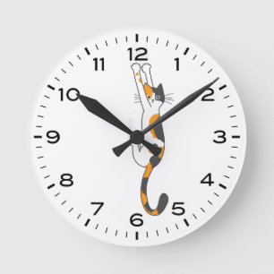 Funny Calico Cat Hangon Runde Wanduhr