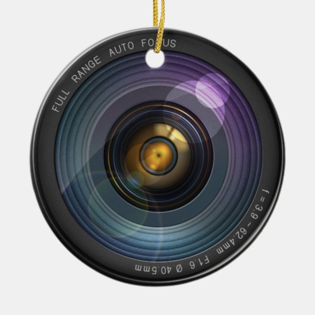Funny Camera Lens Round Keramik Ornament (Vorne)