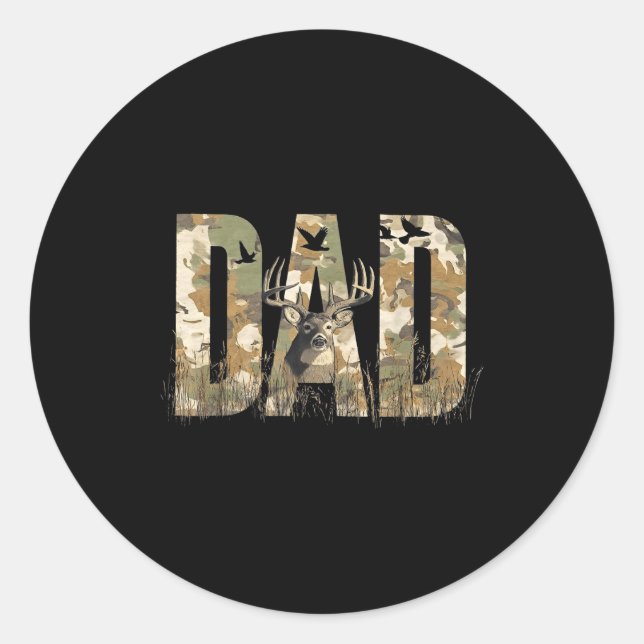 Funny Camo Dad Hunting Camouflage Deer Father's Da Runder Aufkleber (Vorderseite)