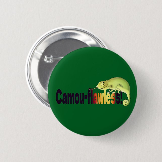 Funny Camou-flawless Chameleon Pun Button (Vorne & Hinten)