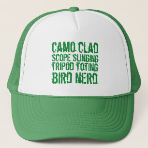 Funny Camouflage Clad Tripod Toting Bird Nerd Truckerkappe