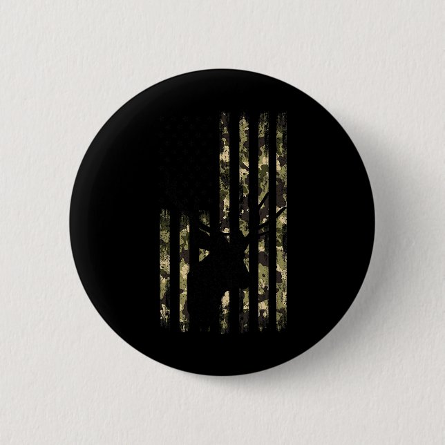Funny Camouflage Usa Flag Whitetail Buck Deer Hunt Button (Vorderseite)