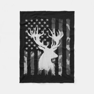 Funny Camouflage Usa Flag Whitetail Buck Deer Hunt Fleecedecke