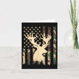 Funny Camouflage Usa Flag Whitetail Buck Deer Hunt Karte