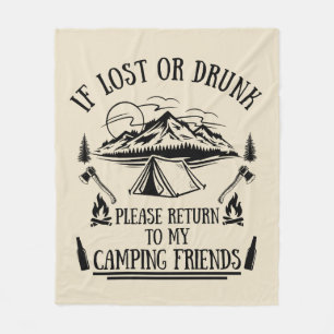 Funny Camper Slogan Camping trinken Redewendungen Fleecedecke